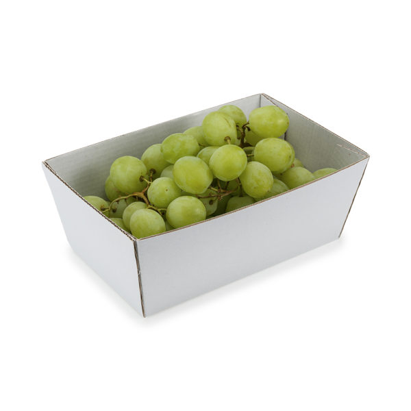 white microflute tray with grapes