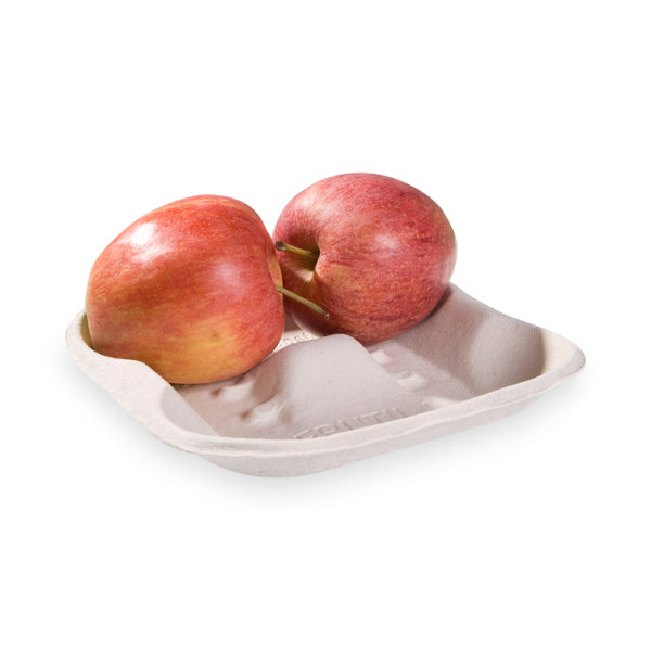 moulded fibre tray with 2 apples