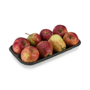 Black moulded fibre tray with 8 apples