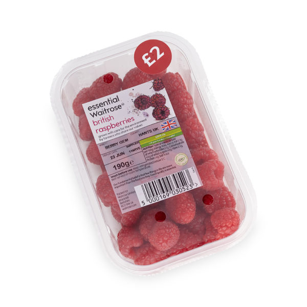 top seal punnet with waitrose rasberries