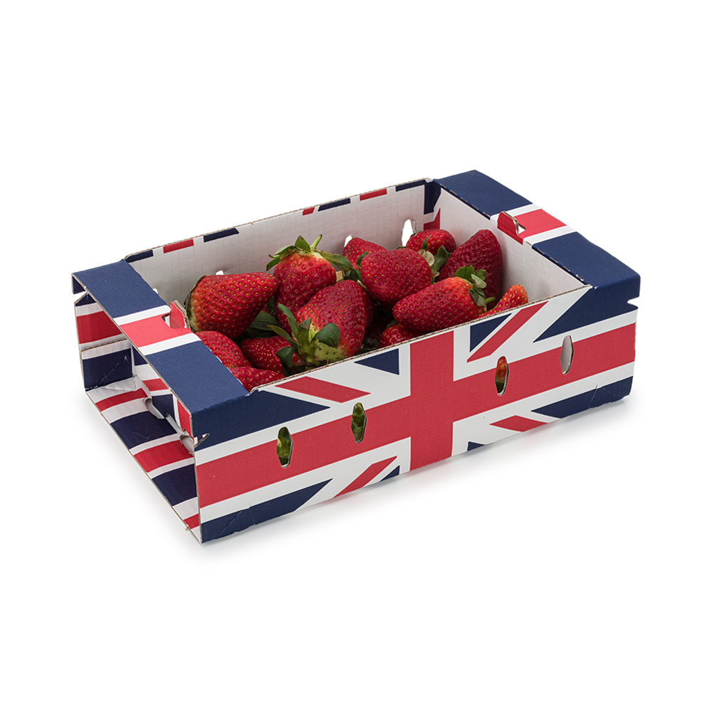 union jack hand erect produce tray for strawberries
