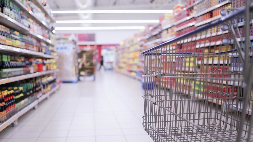 Supermarket Trolley in Aisle