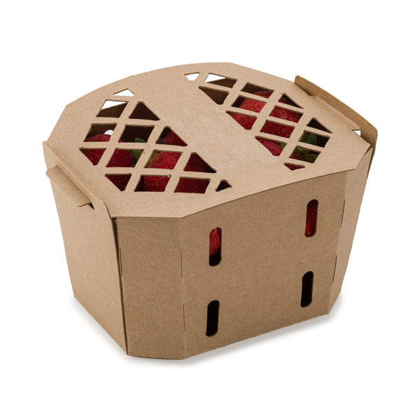 Cardboard Nested Tray for strawberries with lid