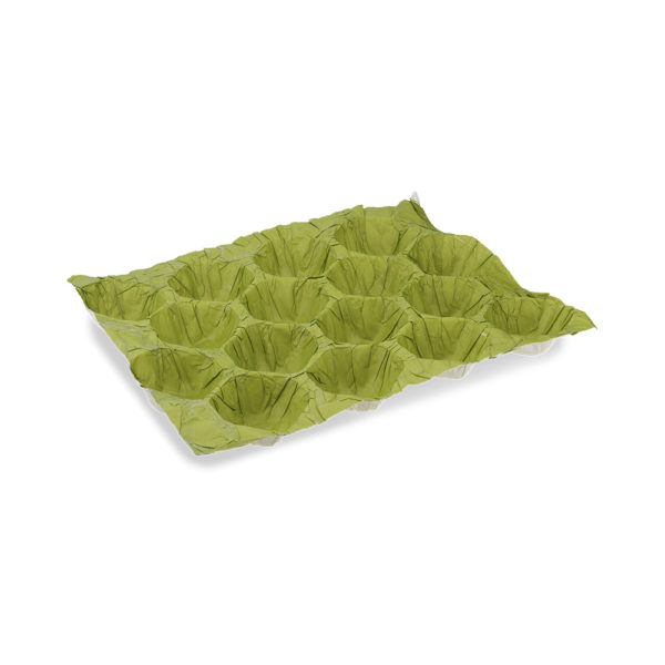 Green cavity tray paper liner for round fruit