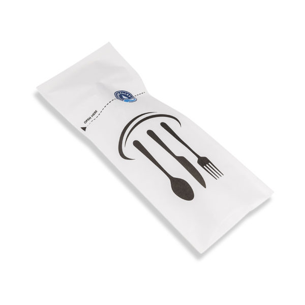 white sealable paper cutlery bag