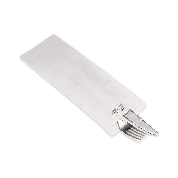 white sealable paper cutlery bag