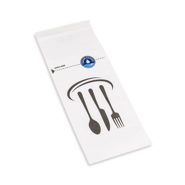 white sealable paper cutlery bag