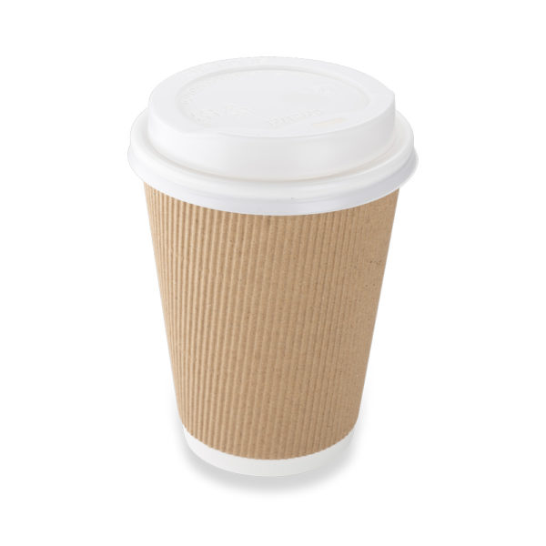 Paper Ripple Wall Hot Cup 12oz With PS Lid